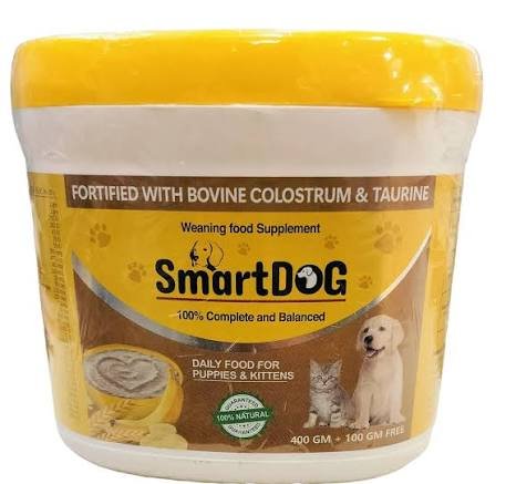 SmartDog Weaning Food Supplement for Puppies & Kittens With Bovine Colostrum & Taurine (400+100gm Free)