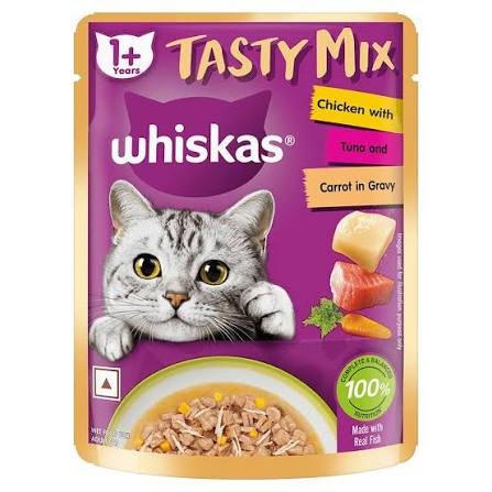 Whiskas Tasty Mix Chicken, Tuna & Carrot Adult Wet Food (70g)