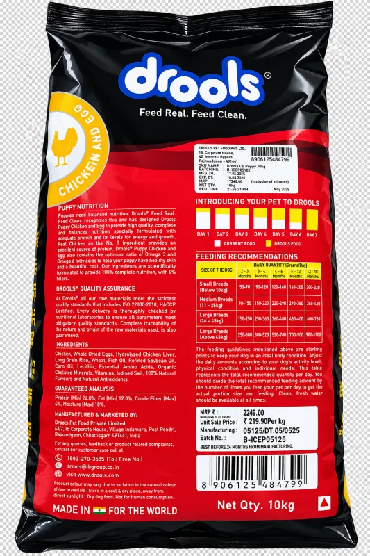 Drools Puppy Nutrition – 10 kg Chicken & Egg