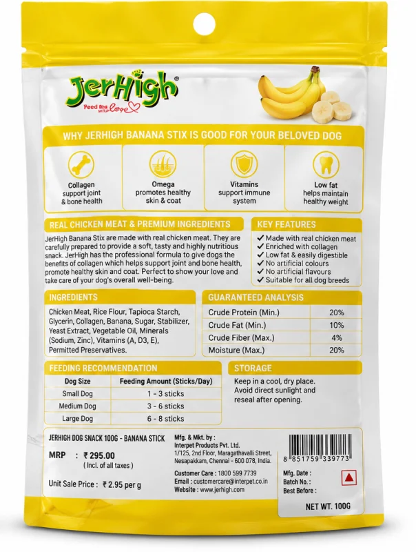 JERHIGH | Banana Stix -100g