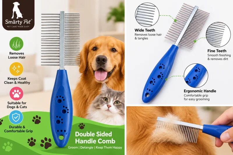 Double Sided Hand Comb Blue