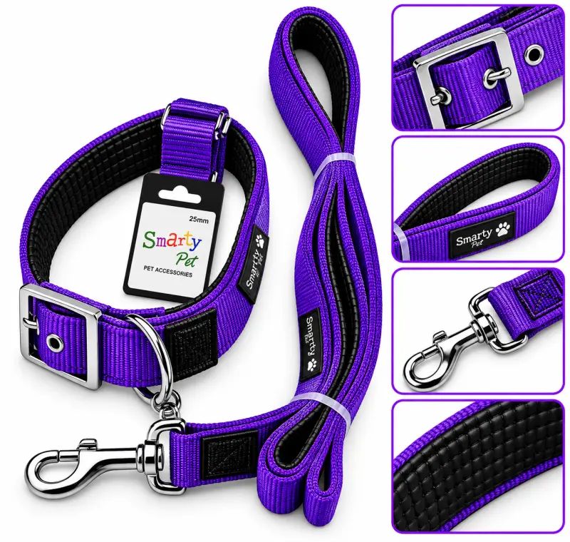 Padded Collar Set Purple - 25MM Smarty Pet