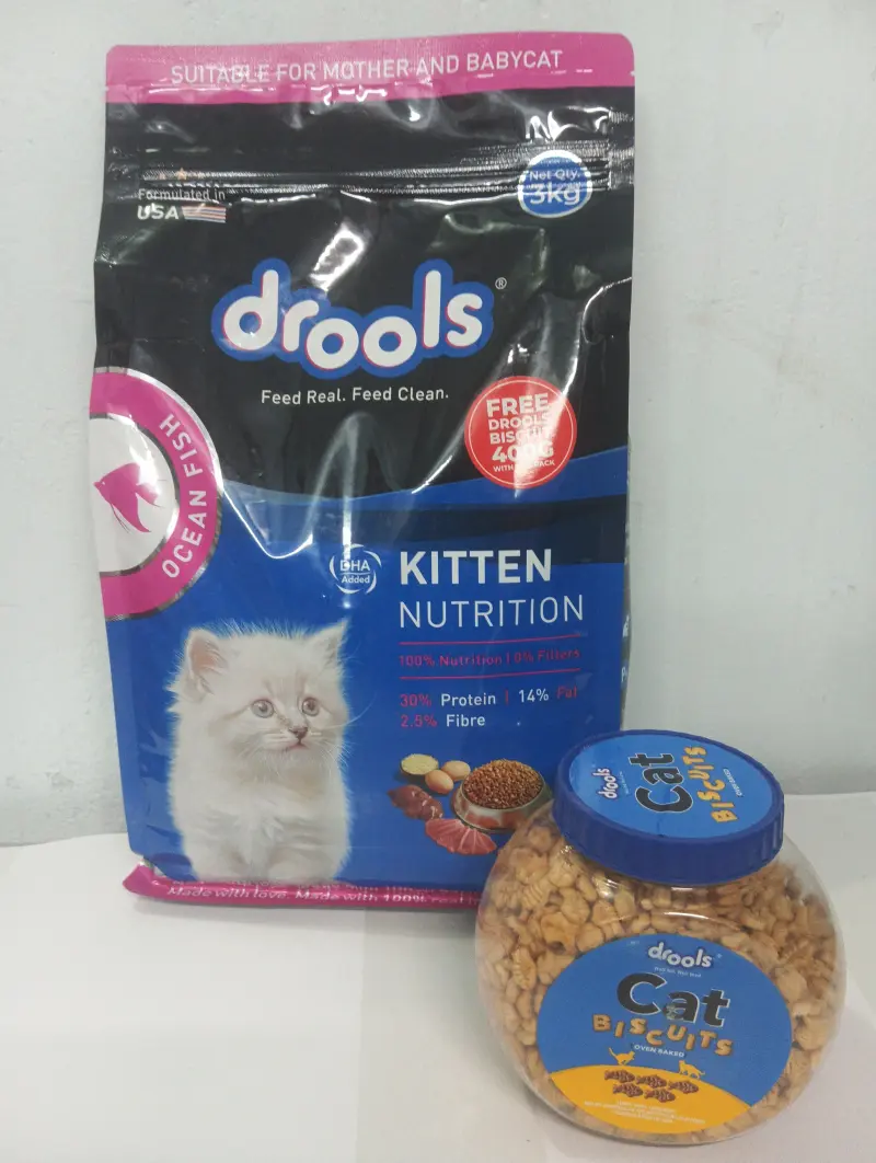 Drools Kitten Dry Cat Food – Ocean Fish Flavour (3 kg + 400 g Free Biscuits)