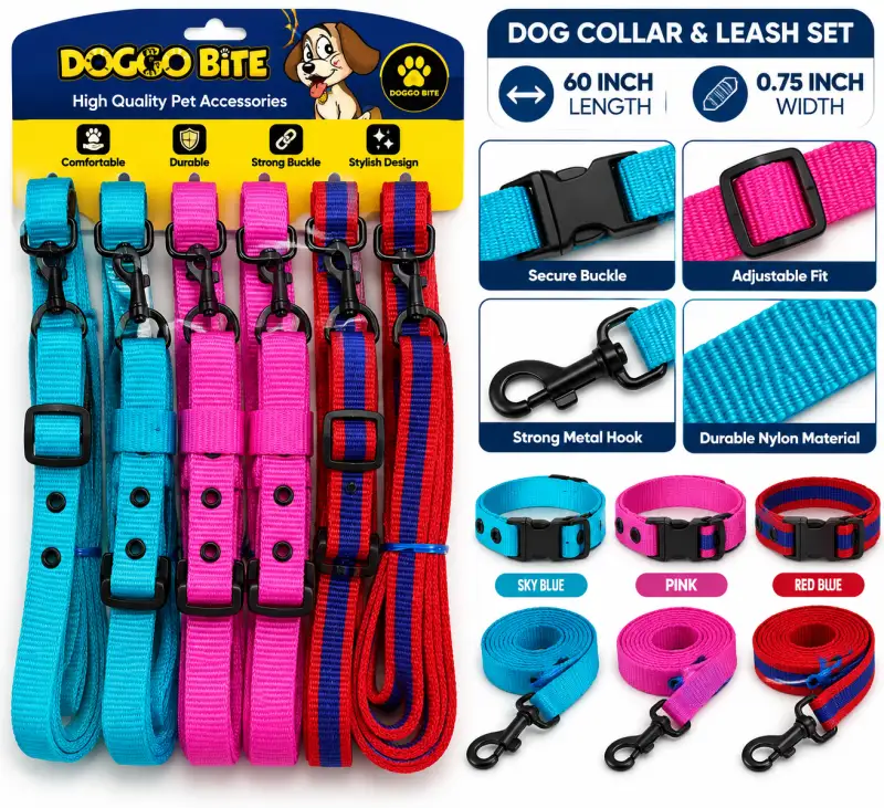 Doggo Bite Collar Set 0.75inch - multiple colours - Buy Online at Pets Heaven