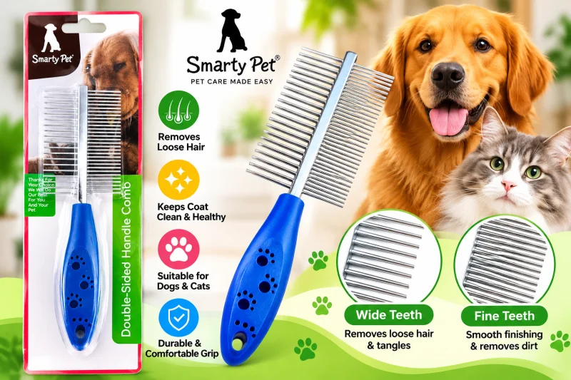 Double Sided Hand Comb Blue - Buy Online at Pets Heaven