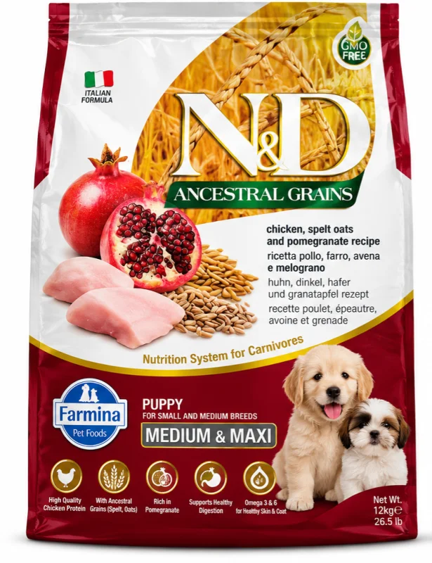 FARMINA | N&D Ancestral Grain (Chicken,Spelt,Oats and Pomegranate)-12 kg - Buy Online at Pets Heaven