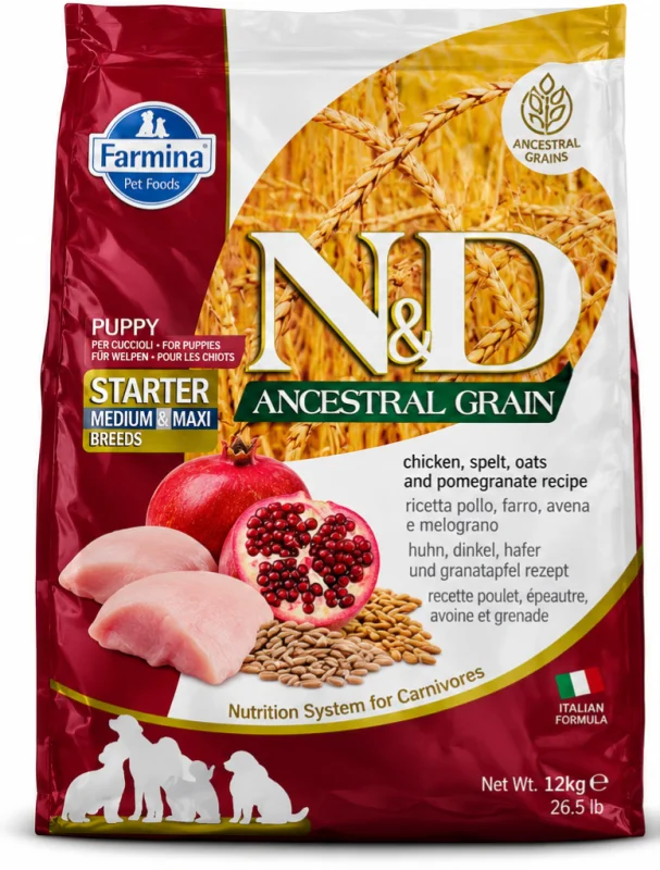 FARMINA | N&D Ancestral Grain Starter Puppy (Chicken,Spelt,Oats and Pomegranate)-12 kg