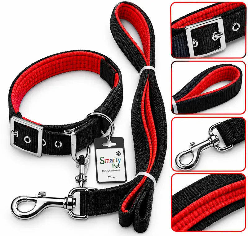 Padded Collar Set Black - 25MM Smarty Pet - Buy Online at Pets Heaven