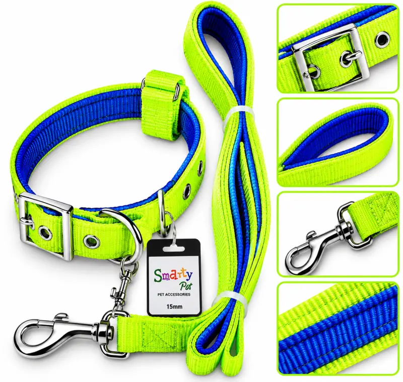 Padded Collar Set Green - 15MM Smarty Pet - Buy Online at Pets Heaven
