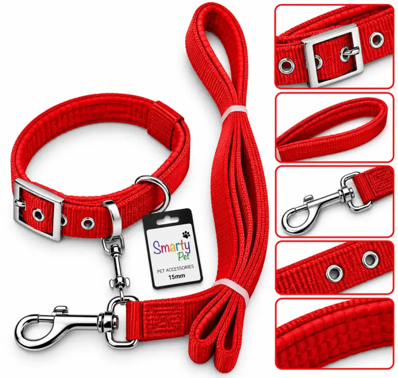 Padded Collar Set Red - 15MM Smarty Pet - Buy Online at Pets Heaven